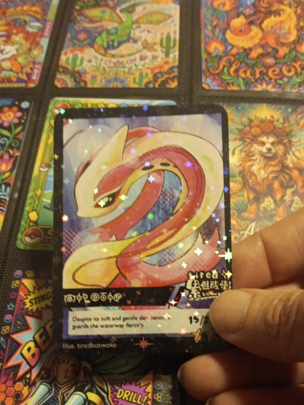 Pokemon Pink and Cream Serpent Holo Trading Card